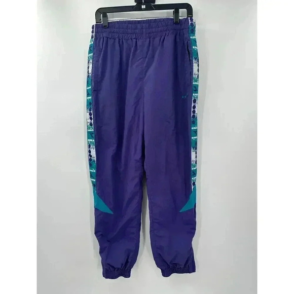 Diadora MVB Men's Track Pant Purple Retro‎ Mesh Lined Ankle Zip Pull On Size M - Picture 2 of 7